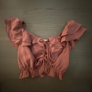 Forever 21 dusty pink off the shoulder top